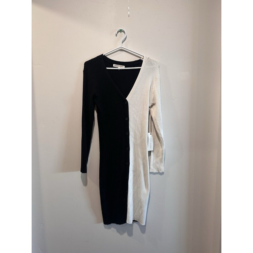 Madison + Hudson Split Color Black White Bodycon Dress S
